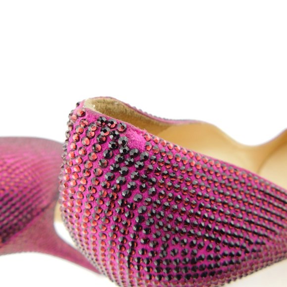 JIMMY CHOO Jazzberry Fuchsia Purple Sparkle Crystal Encrusted Heel Pumps 38.5 - Picture 12 of 12